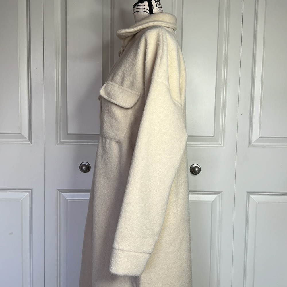 NWOT J5 Fashion Pocket The Past Longline Shirt Jacket CREAM Size S/M - Picture 10 of 14